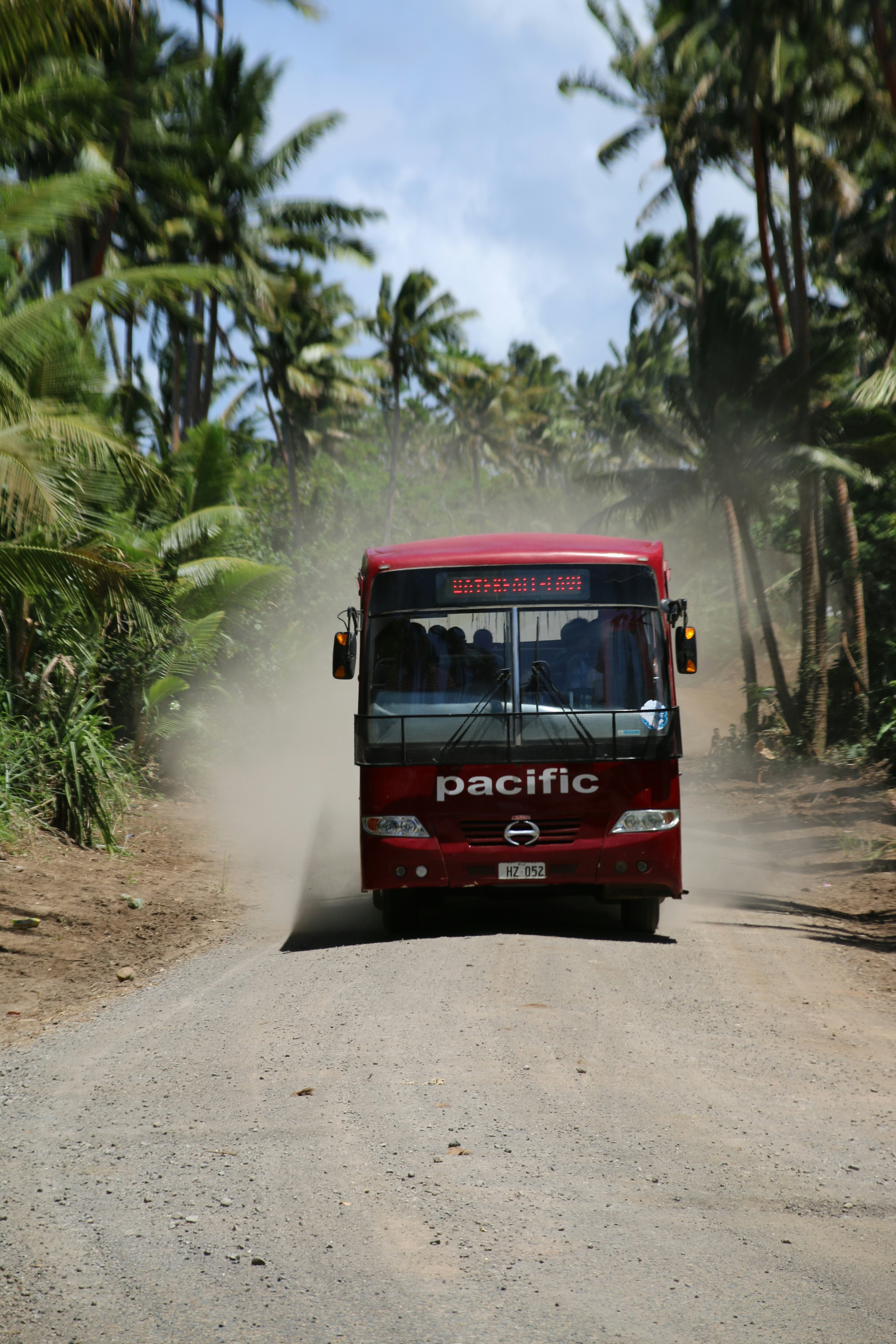 bus on dirt road